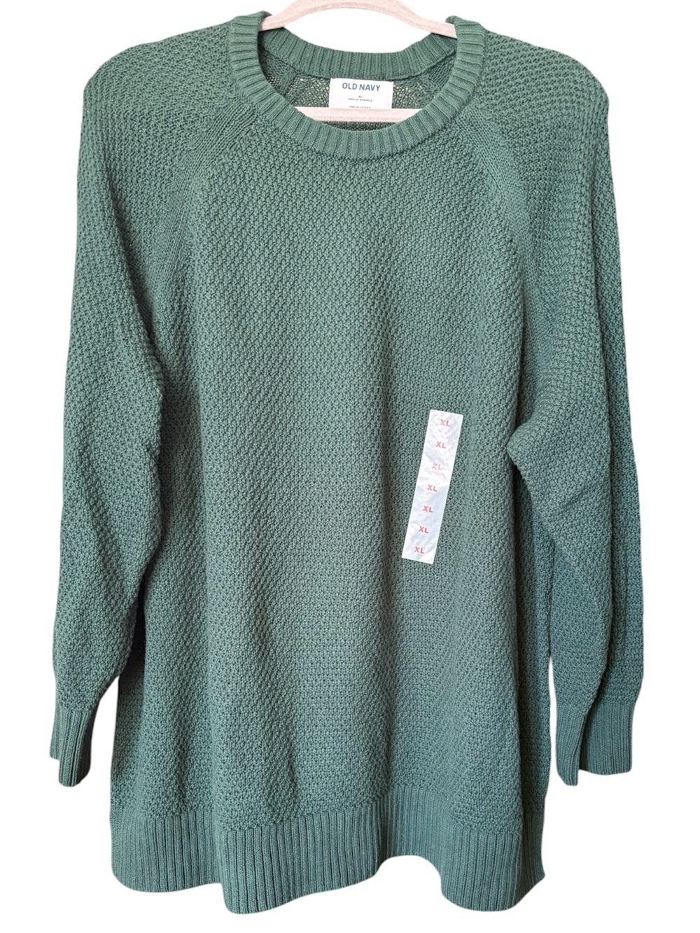 New! Old Navy 100% Cotton Women’s Hunter Green Textured Crewneck Sweater XL/XXL